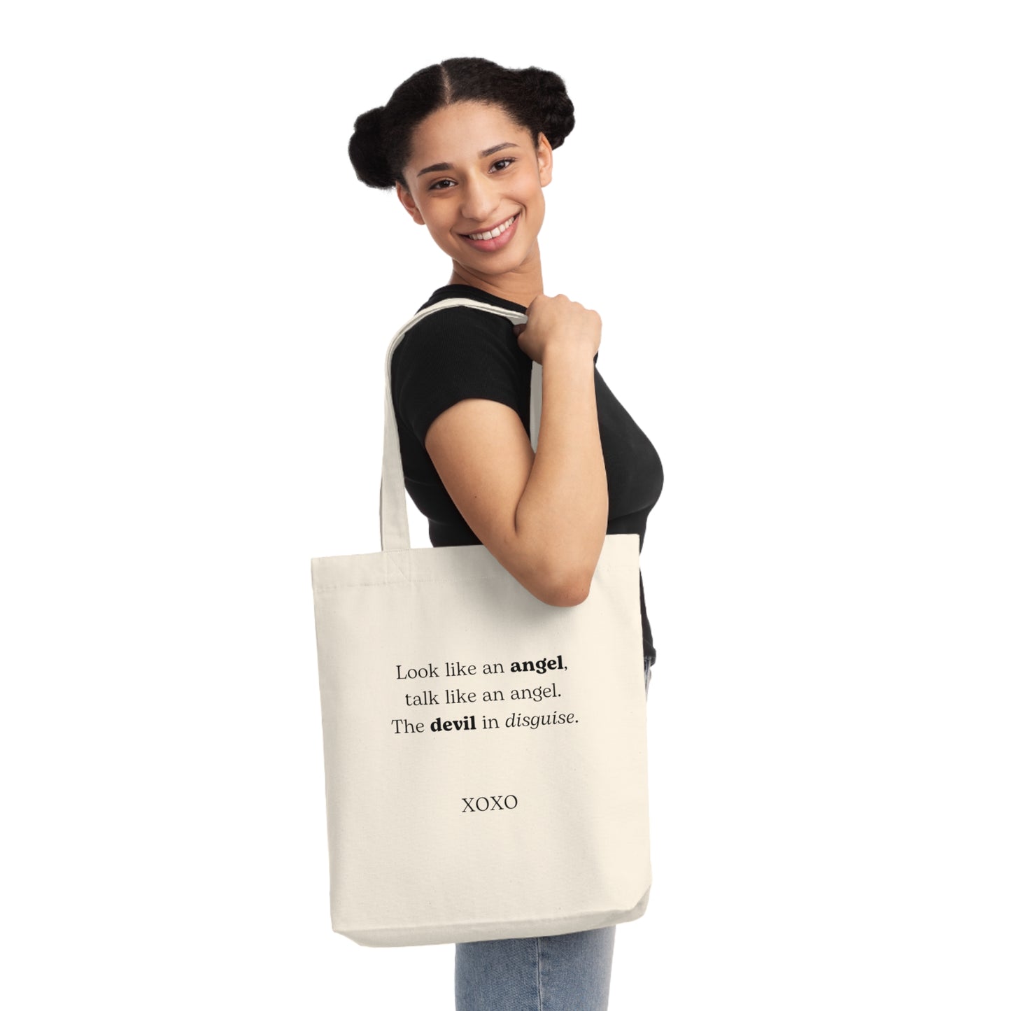 Woven Tote Bag Look like an angel, talk like an angel